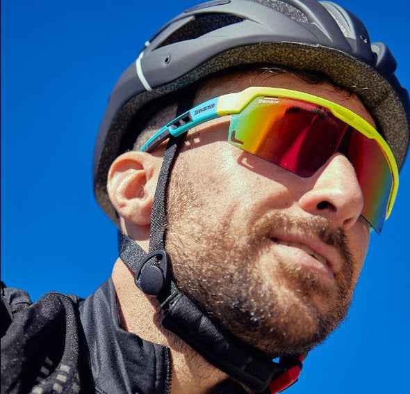 mens glasses for bdc and mtb with goggle mirrored lens colour yellow fluo model speedvent