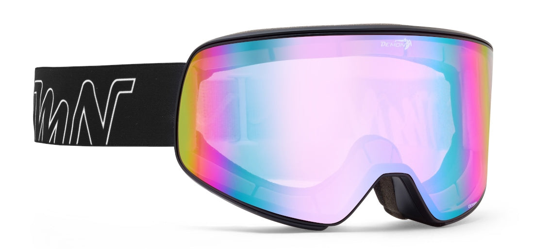 Ski mask OTG for prescription glasses with mirrored orange lens Soular matt black frame