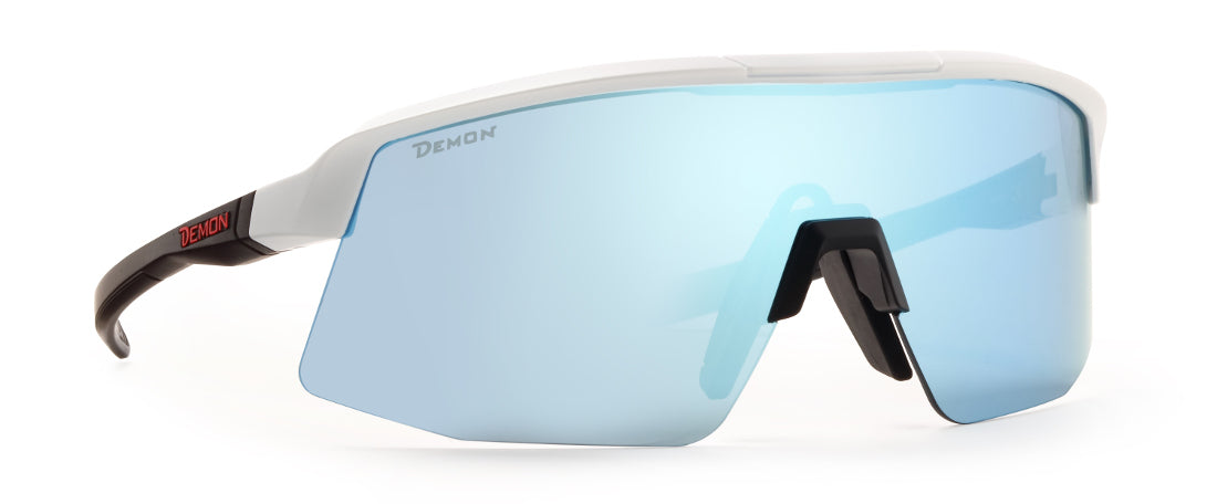 Wraparound cycling glasses with mirrored lens Roubaix model