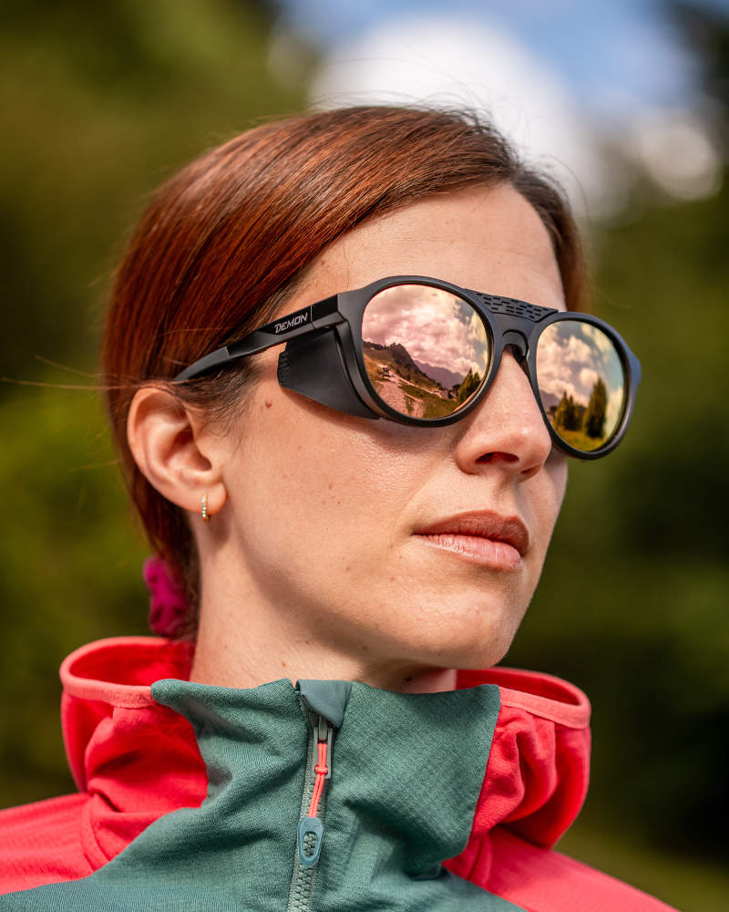 Montura de gafas graduadas retro de montaña de Alaska para mujer con lentes polarizadas