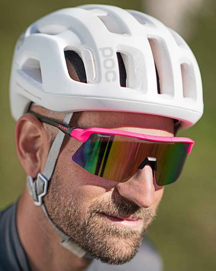 cycling glasses fuchsia magenta for bdc and mtb roubaix model pink mirrored lens