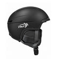 Side profile of DMN NIVAL lightweight In-Mould snowboard helmet in matte black, with integrated airflow vents and padded ear protection.