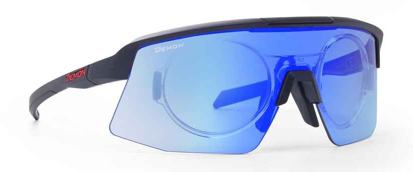 eyeglasses for cycling goggles with photochromic mirrored lens blue roubaix model