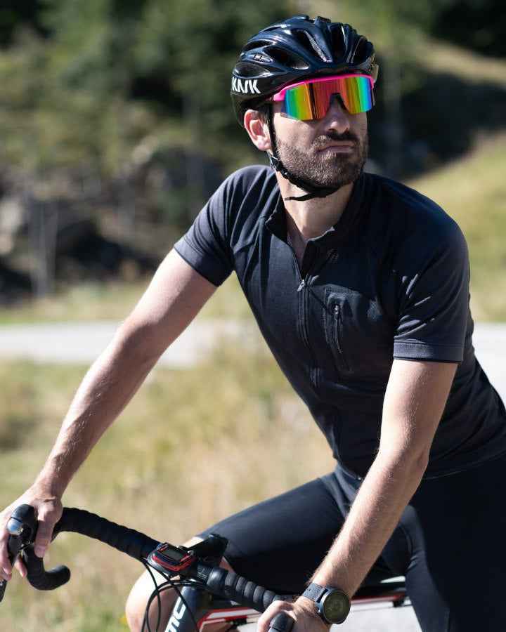 eyeglasses for cycling racing bikes men fuchsia roubaix model mirrored lens