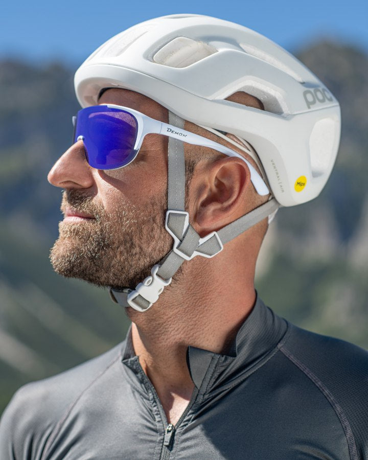 glasses for racing bikes mirrored mask lens matt white stubaier model