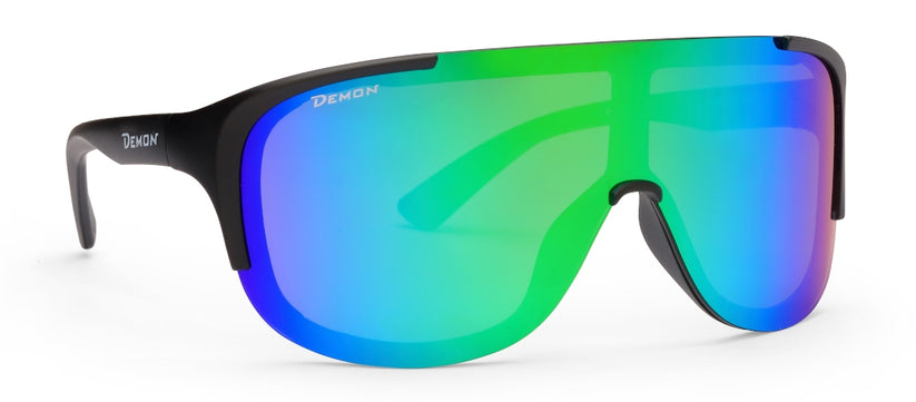 glasses for racing bikes with goggle mirrored lens green stubaier model