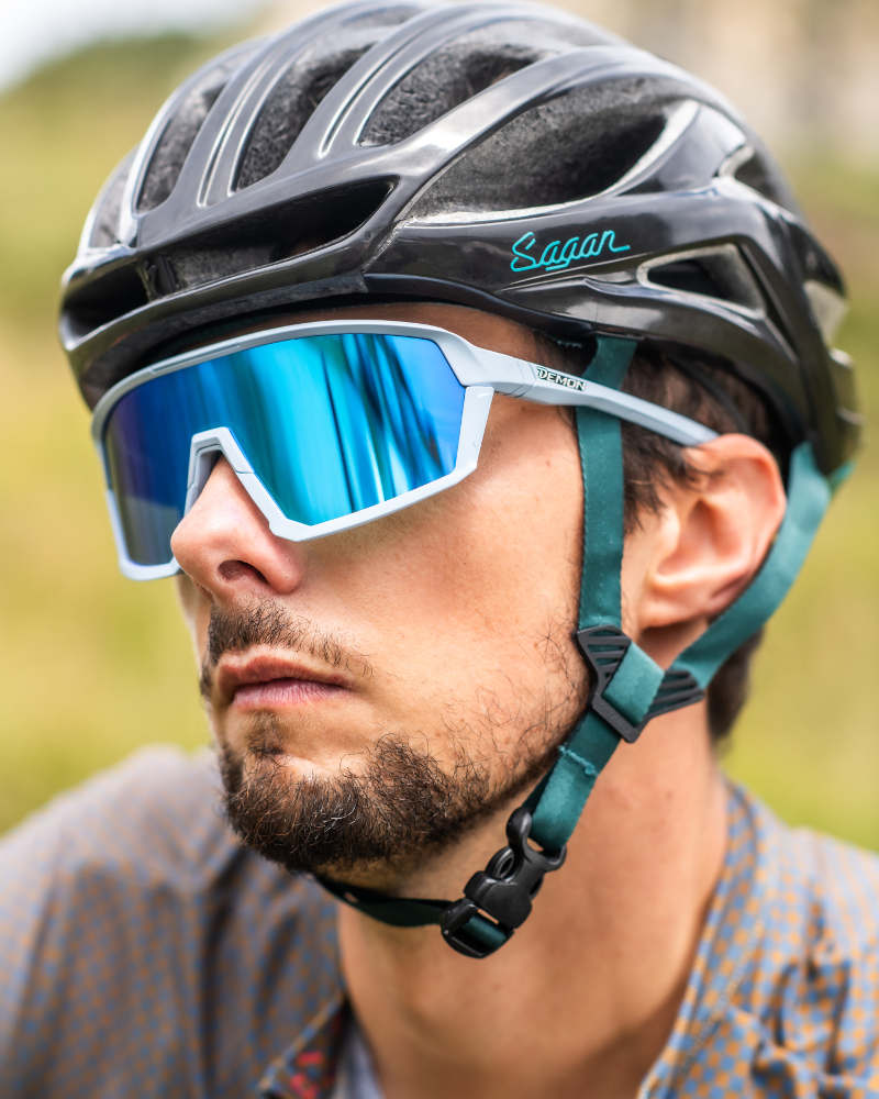 gravel bike glasses with mirrored lens gravel model matt ice color