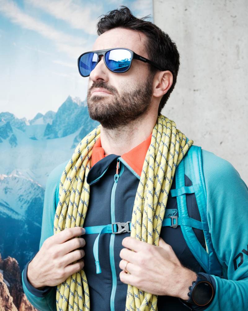 hiking glasses blue mirror lenses avio model matt black