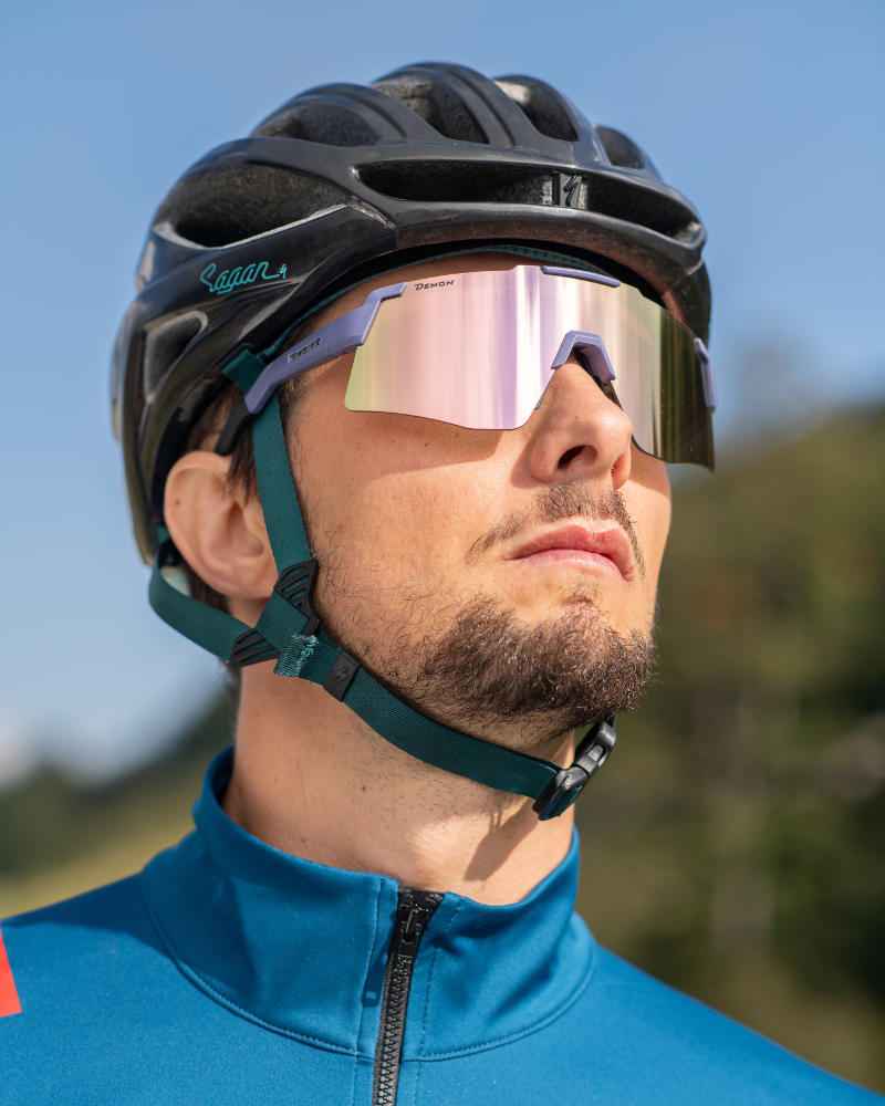 men purple shield cycling sunglasses