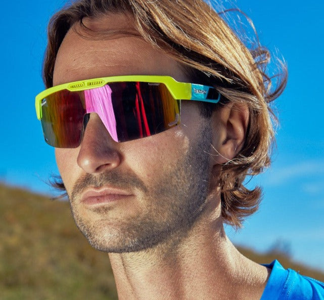 men_s running glasses mirrored lens color yellow fluo model speed vent2