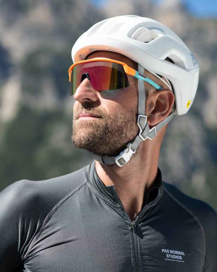 mens glasses for cycling orange blue mirrored lens roubaix model