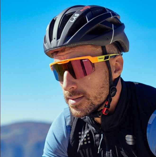 mens glasses for mtb photochromic mirrored lens with mask color fluoro orange