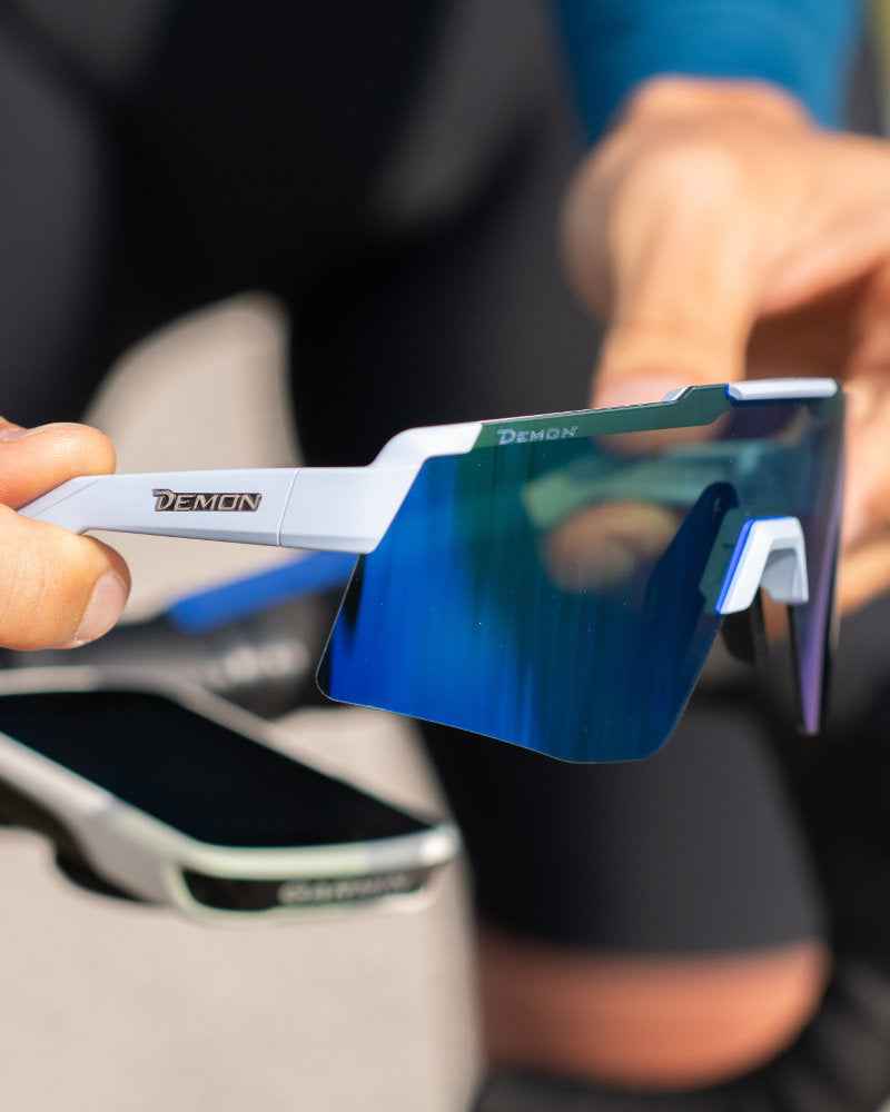 mirrored road bike sunglasses liegi model matte light blue color