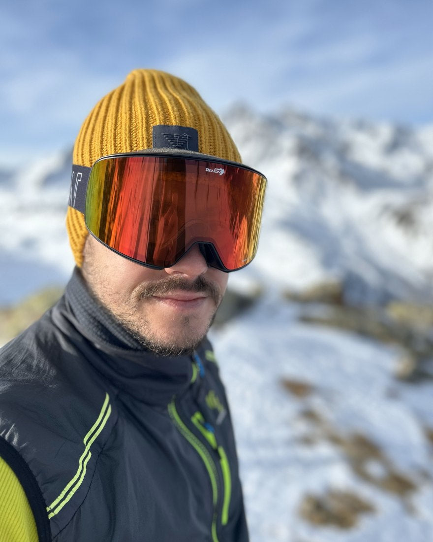 mountaineering ski goggle red mirrored lens soular model