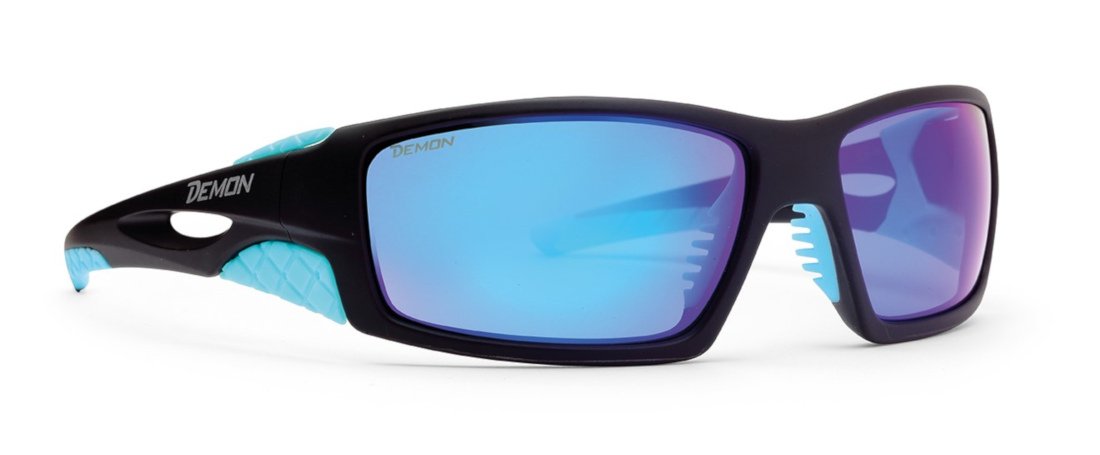 occhiale da sci con lenti specchiate dome nero opaco blu