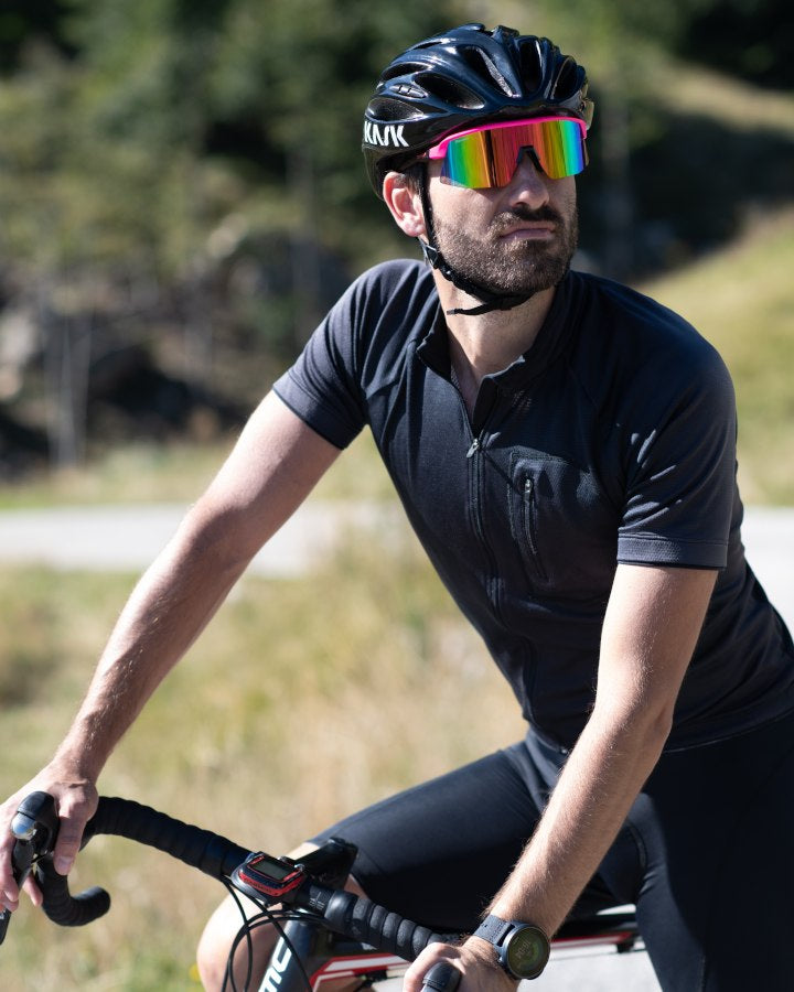 Occhiale da vista per ciclismo bici da corsa uomo fucsia modello ROUBAIX lente specchiata