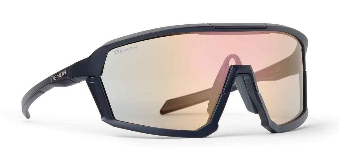 photochromic single lens hiking glasses gravel model matt black red