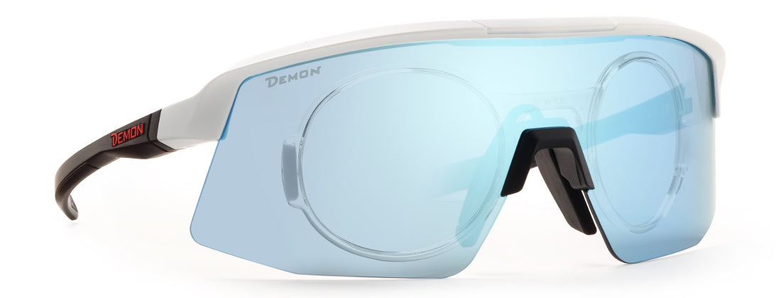 prescription glasses for cycling Roubaix model mirrored lens light blue matt white black