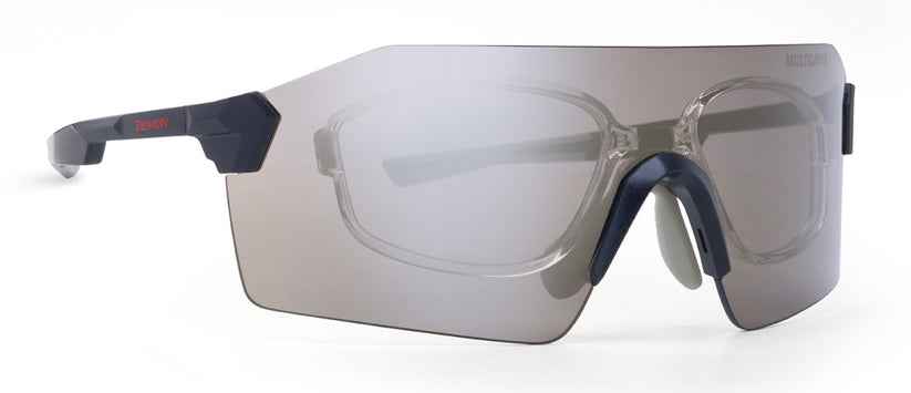prescription glasses for road cycling with silver mirrored lens with clip super feather model