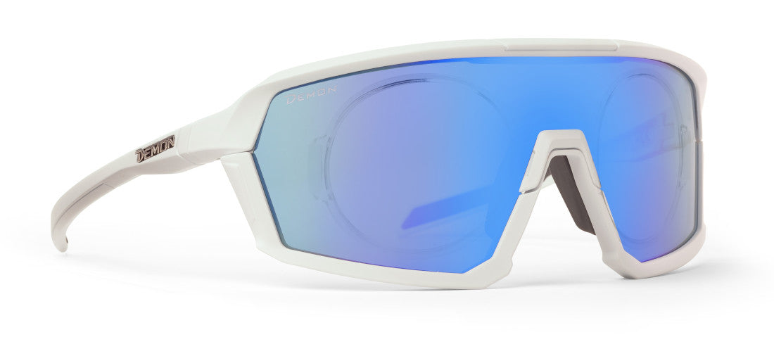 prescription running glasses with mirrored lens gravel model white color
