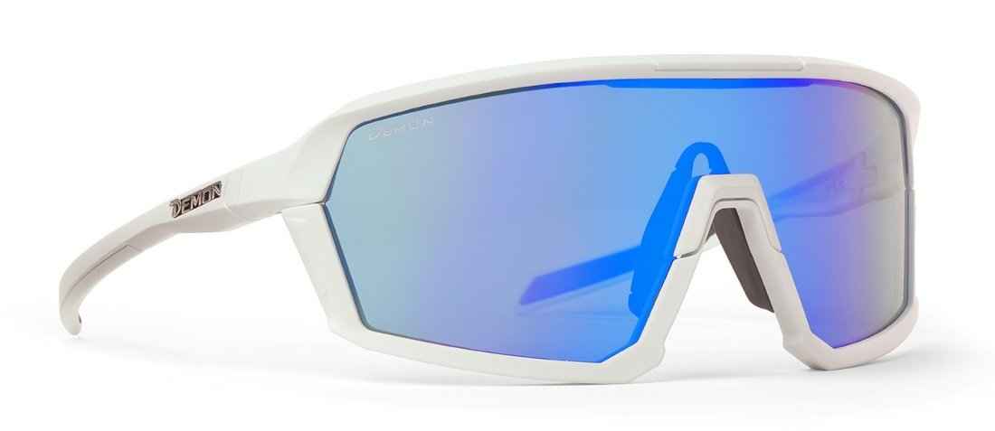 road bike glasses with mirrored lens gravel model white color