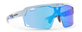 running glasses blue mirrored lens speed vent model matt white