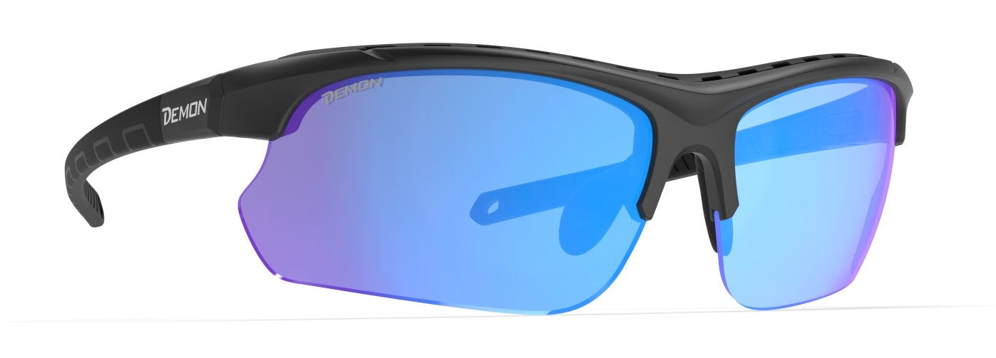 running glasses with polarized mirrored lenses infinite optic 2 matt black blue