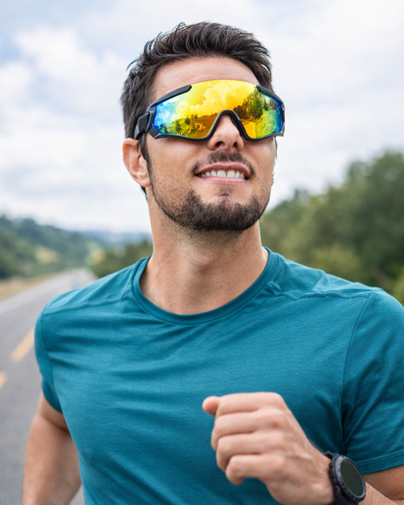 single lens mirrored trail running glasses krono model