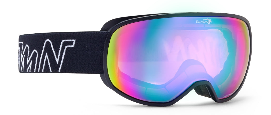 snowboard goggle black pink mirrored fun model