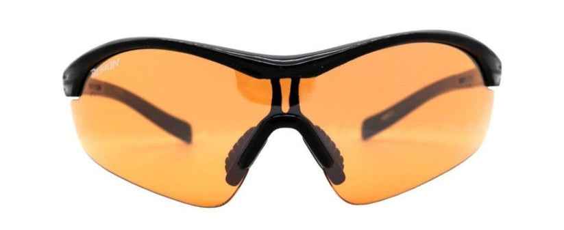 Gafas de trail running con lentes naranjas para bosques densos