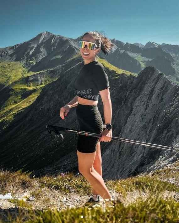 Gafas de senderismo para mujer con lentes de espejo color blanco