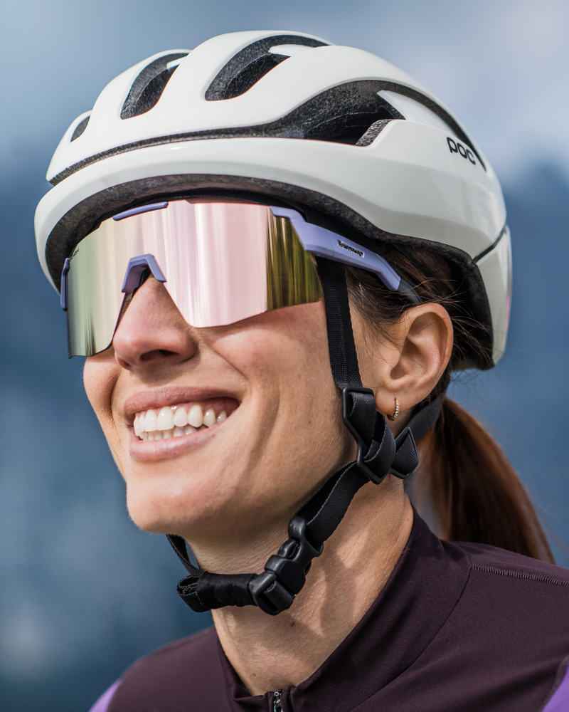 women cycling sunglasses with gold rose mirrored lens lavender color liegi model