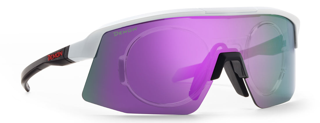women prescription glasses for cycling Roubaix model mirrored lens purple matt white black