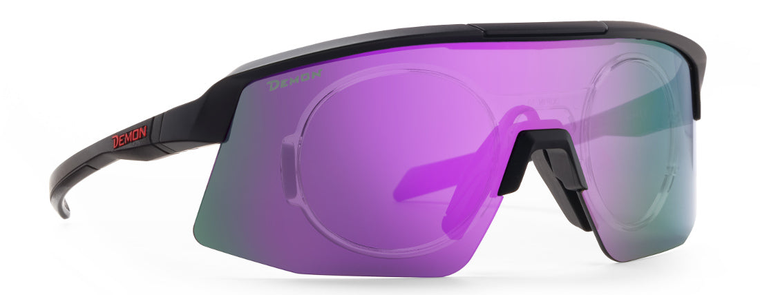women prescription glasses for cycling and running Roubaix model mirrored lens purple matte black