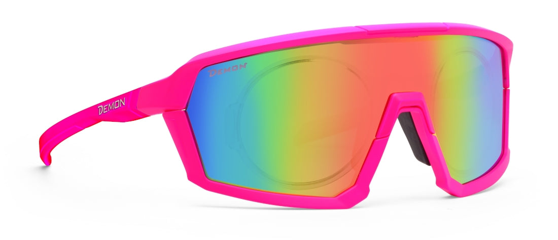 women prescription sports glasses with mirrored lens gravel model magenta color