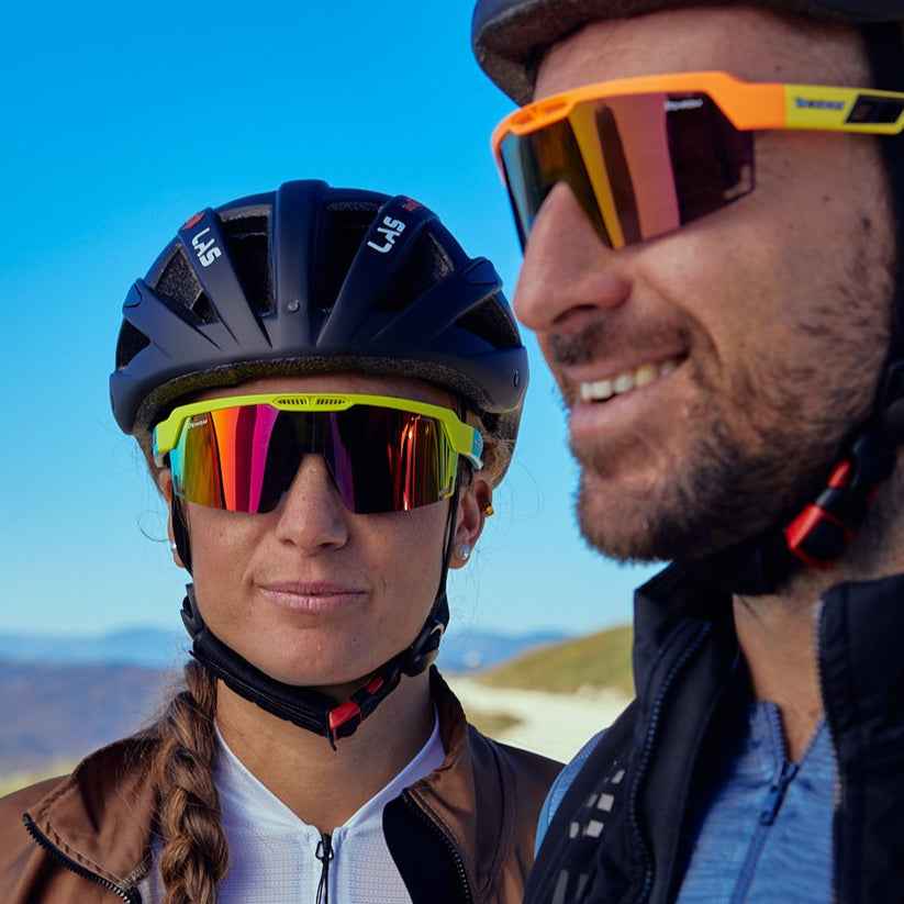 womens glasses for cycling mirrored yellow fluo mask lens