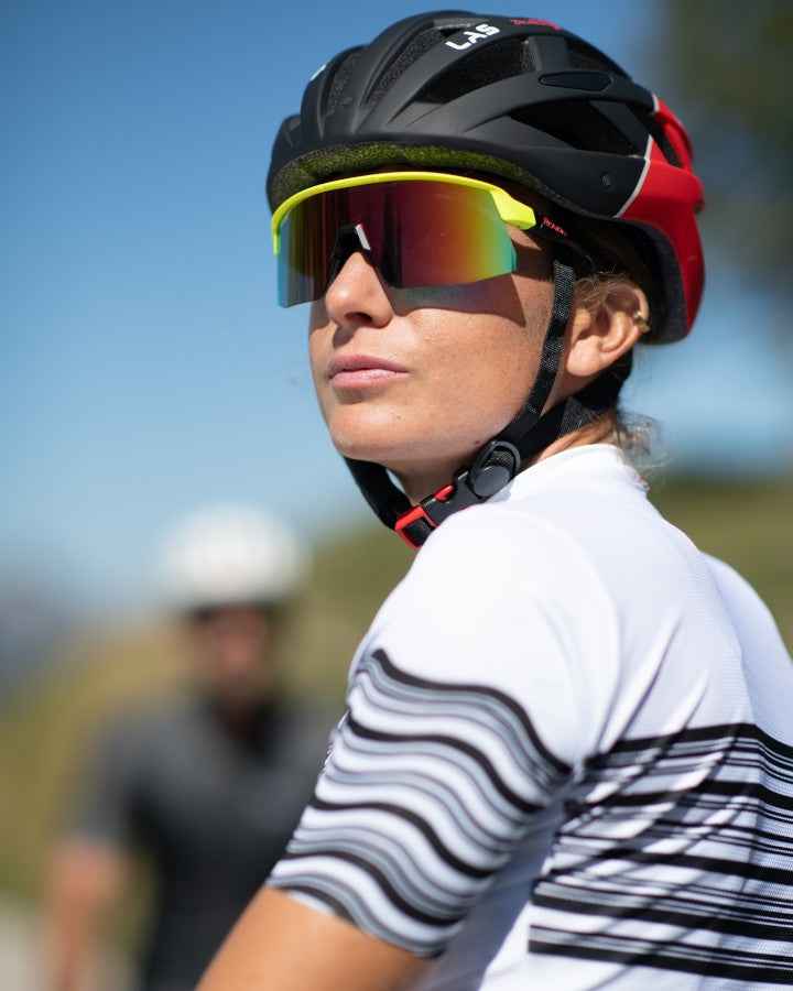 womens glasses for road cycling fluo yellow mirrored goggle lens roubaix model