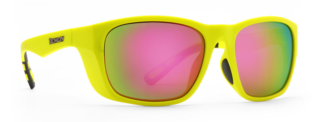 occhiale giallo fluo lenti specchiate sport modello ROCKET
