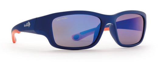 occhiale sportivo per bambini teen lenti specchiate blu gommato